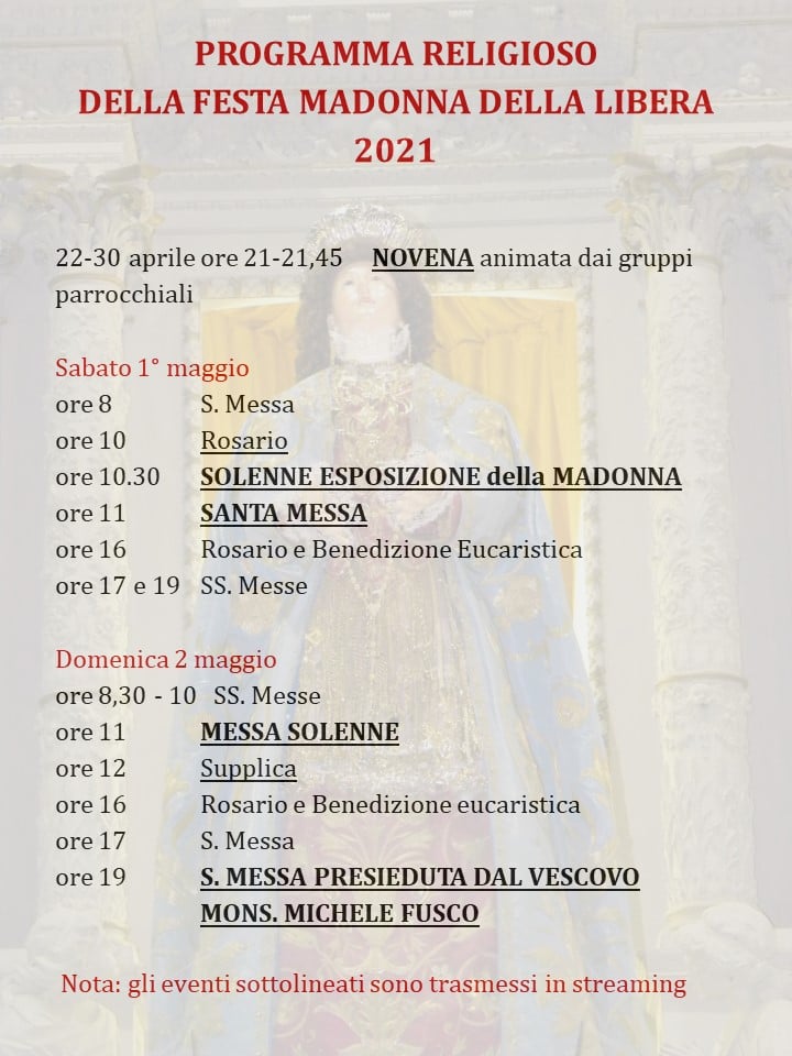 Programma 2021 Festa Madonna della Libera - Pratola Peligna 